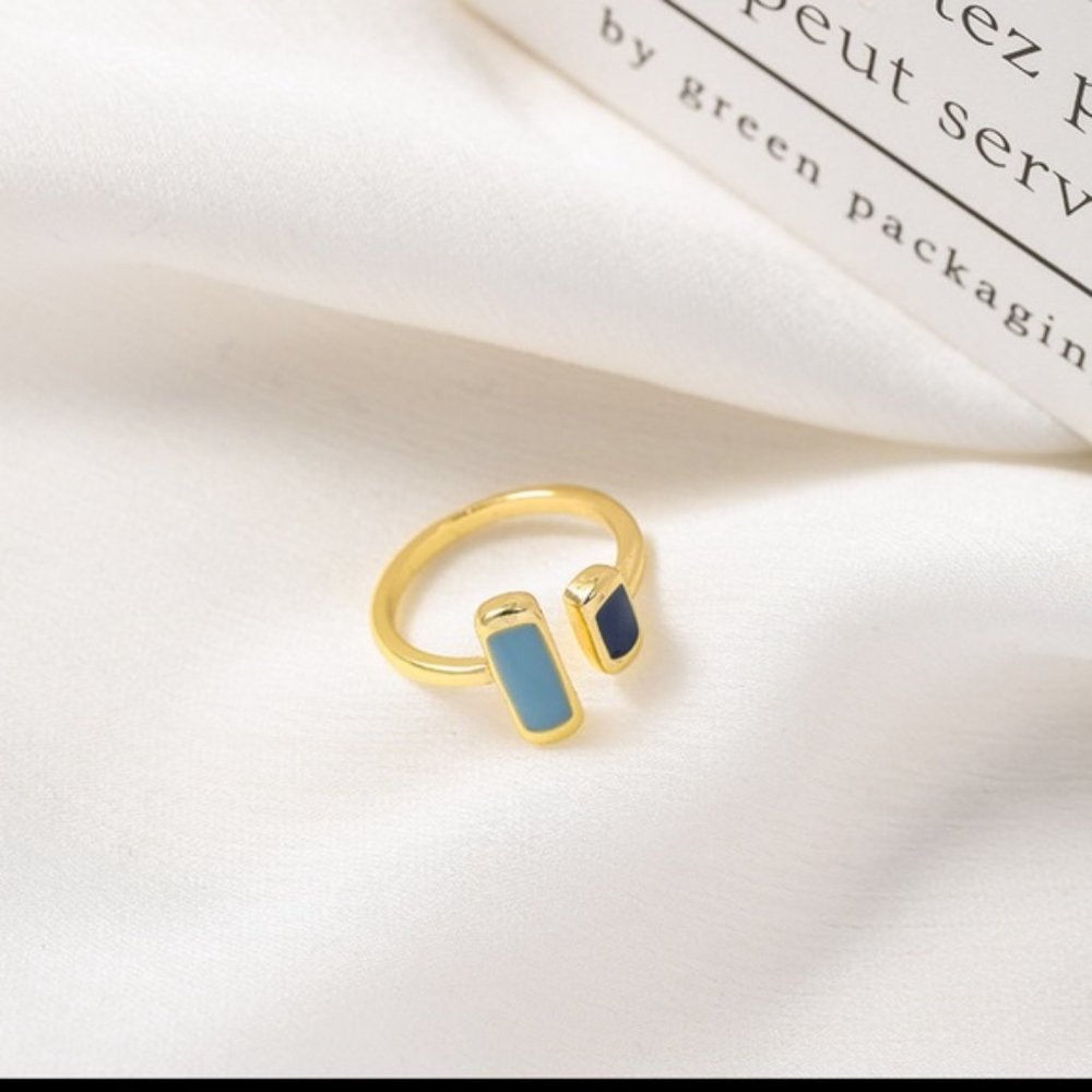 Blue + Gold Cuff Ring